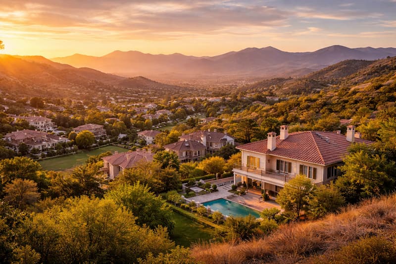 Bright Conejo Valley backyard venue with patio seating, garden landscaping, and soft natural daylight