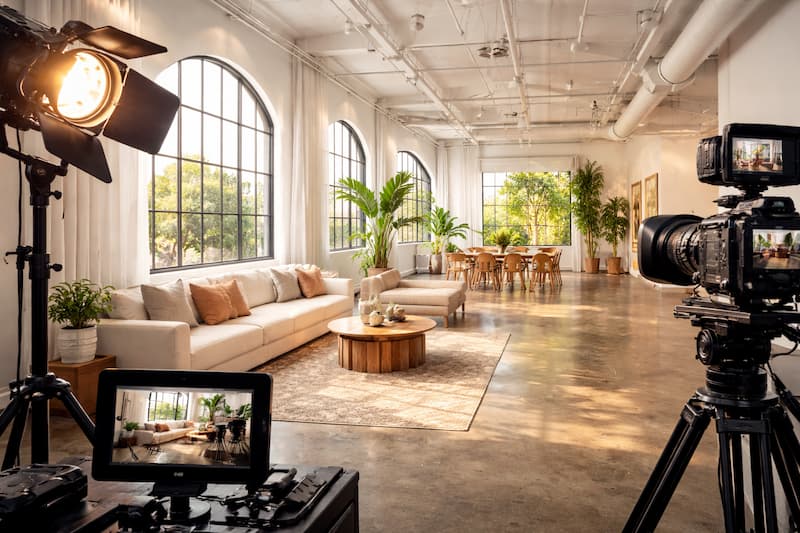 Bright Hollywood venue interior with natural light, open layout, and clean modern finishes
