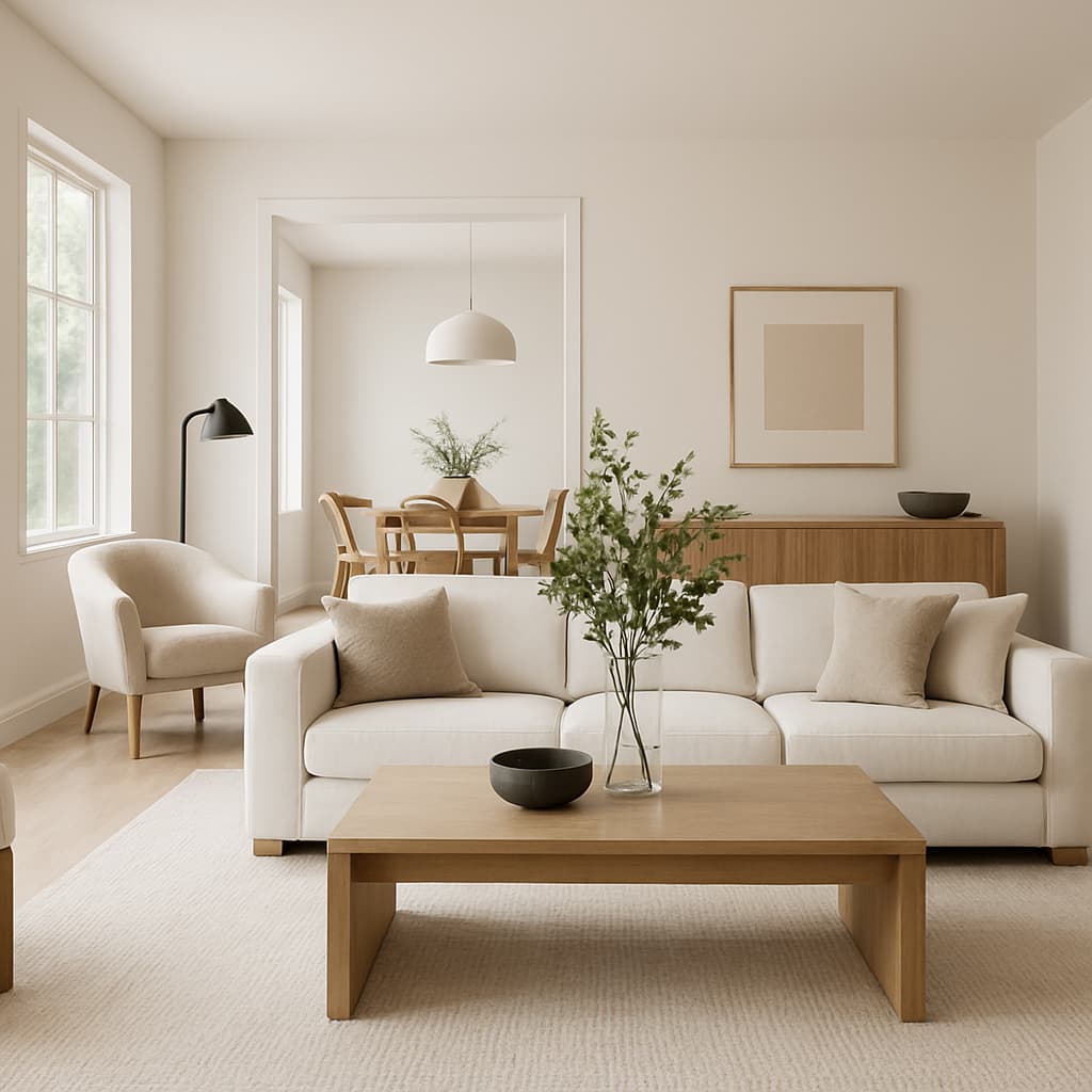 Clean, camera-friendly living room styling with natural light