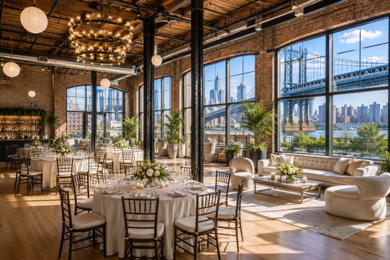 Manhattan and Brooklyn event neighborhoods with cast-iron lofts, gallery spaces, rooftops, and industrial interiors