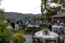 Outdoor private event in Ventura County with hillside views and string lights