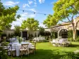 Outdoor garden venue with string lights