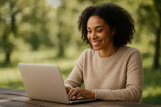 Person browsing venues on a laptop outdoors