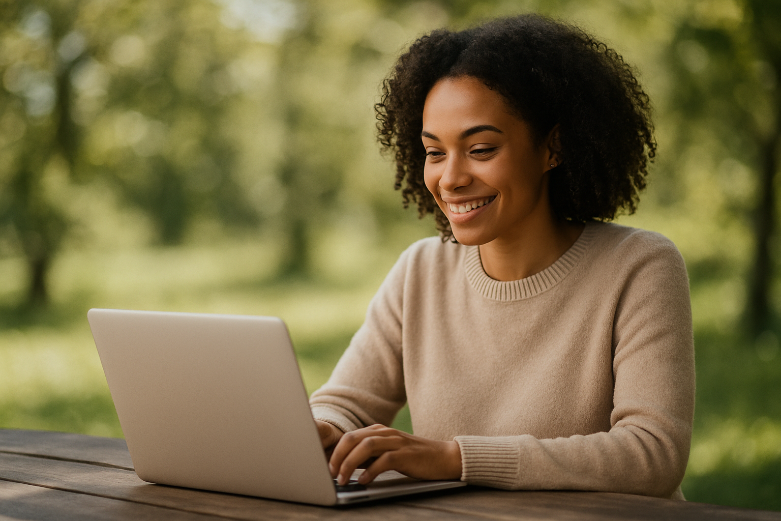 Person browsing venues on a laptop outdoors