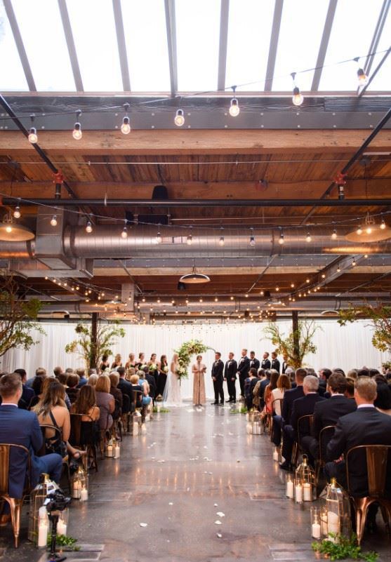 Industrial West Loop Hall with High Ceilings and Flexible Open Space