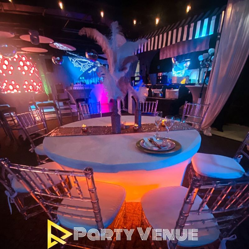 Hialeah Banquet Lounge with Nightclub Lighting and Dance Floor