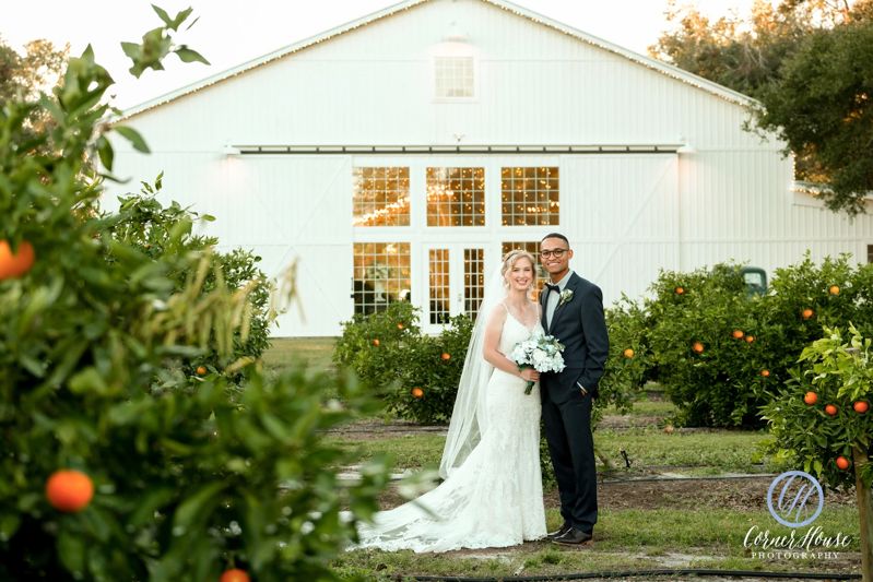 A Gorgeous White Wedding Barn Set Amidst a Breathtaking Citrus Grove