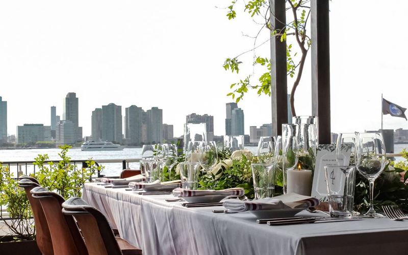 Hudson River Waterfront Wine Venue with Skyline Views