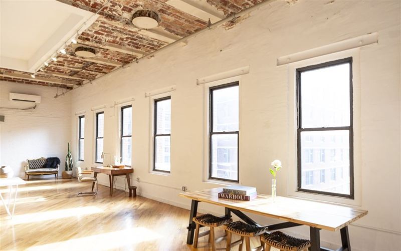 DUMBO Creative Loft with Golden Light and Freight Load-in
