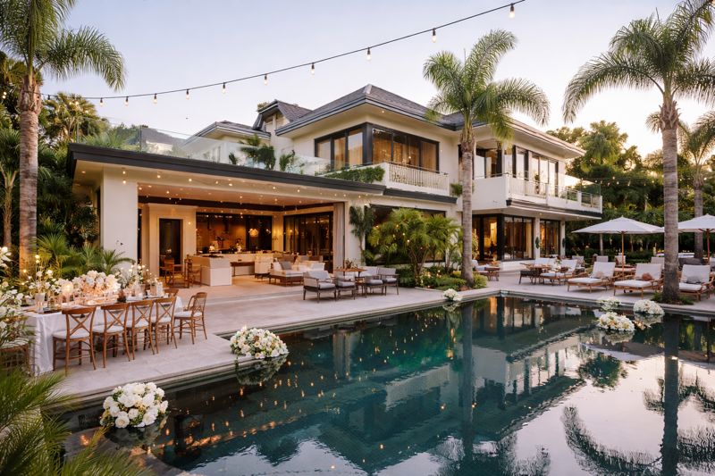 Modern Newport Beach Estate with Poolside Event Setup