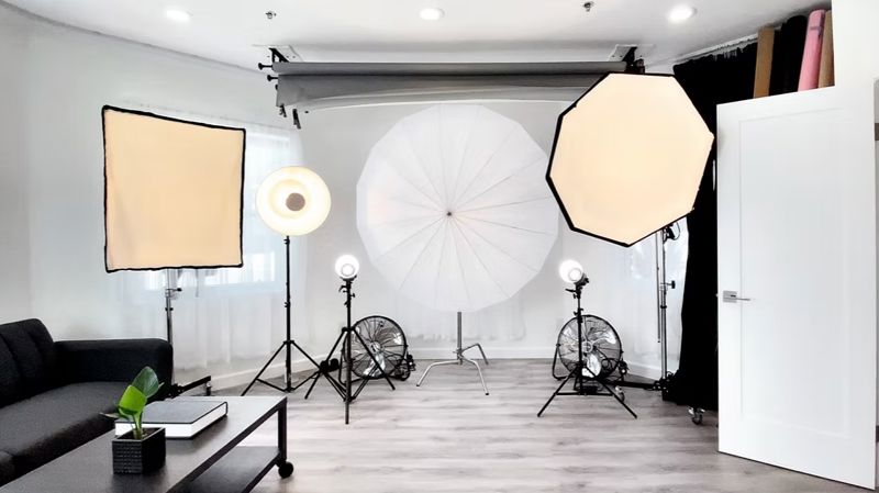 Natural Light Studio with Backdrops, Props + Blackout Curtains
