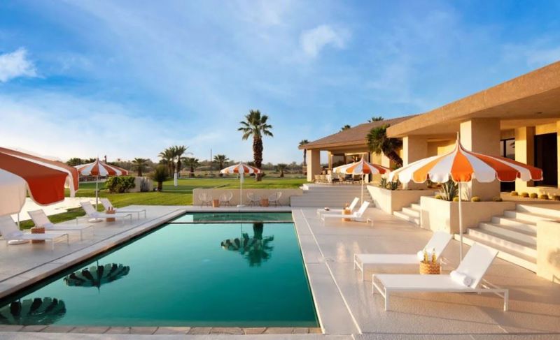Thermal Desert Estate Retreat with Pool, Grounds and Mountain Views