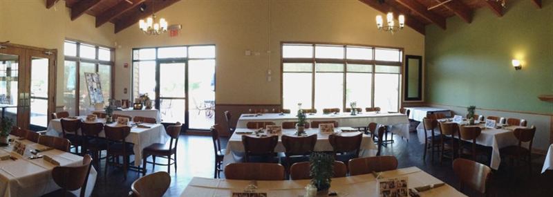 Golf Course Event Setting With Fireplace Deck and Private Dining