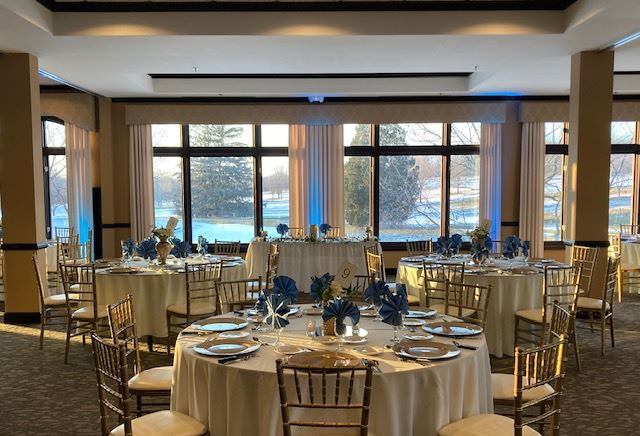 Golf Club Banquet Setting for Weddings and Large Receptions