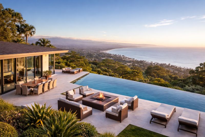 Bright Coastal Living Room with Ocean Views