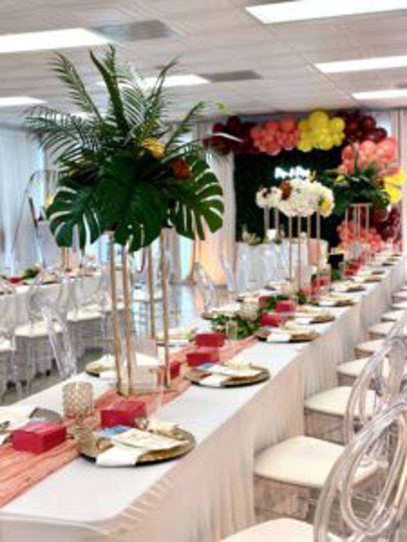 Modern Event Suite with Vip Room and Floor-to-ceiling Windows