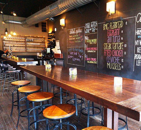 Roscoe Village Wine Bar with Garden Patio and Rustic Cabana