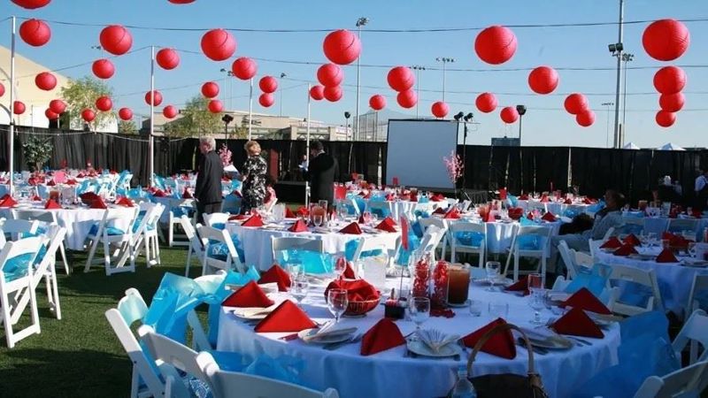 Sports Park Event Venue with Stadium Fields and Large Pavilion