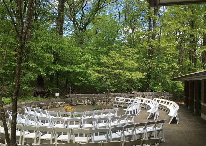 Staten Island Nature Center With Stone Patio, Forest Views, Event Room, and Indoor-Outdoor Flow