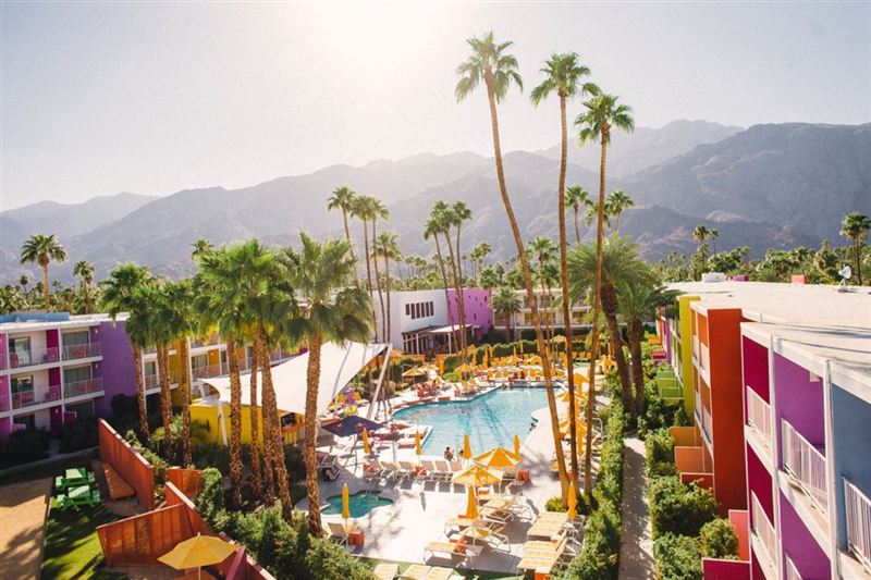 Colorful Palm Springs Hotel with Poolside Event Space