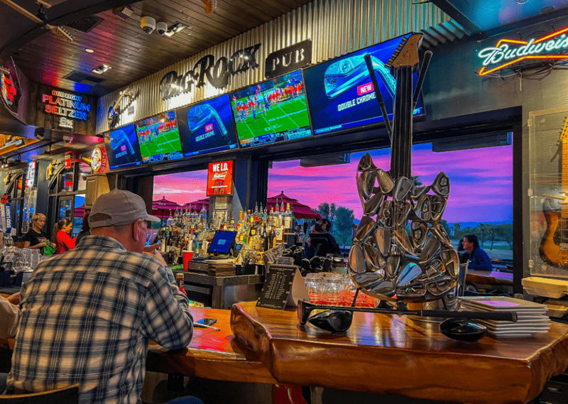 Indio Golf Pub with Patio, Stage, Beer Garden and Mountain Views