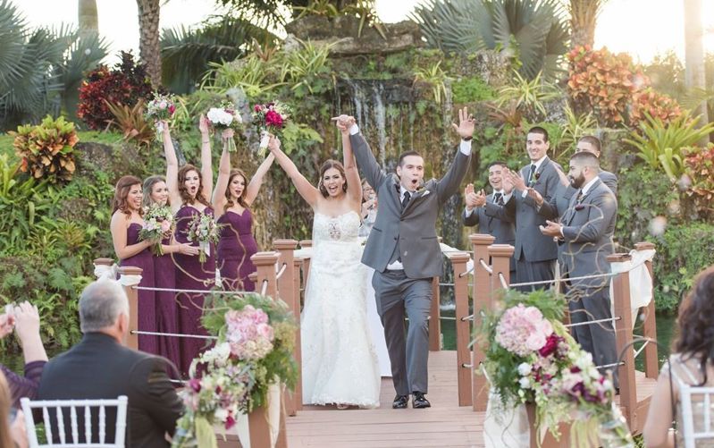 Tropical Garden Wedding Venue with Waterfall, Tiki Hall and Rain Backup