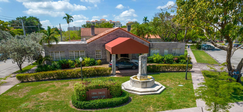 Classic Coral Gables Woman's Club Ballrooms with Kitchen and Bar Areas