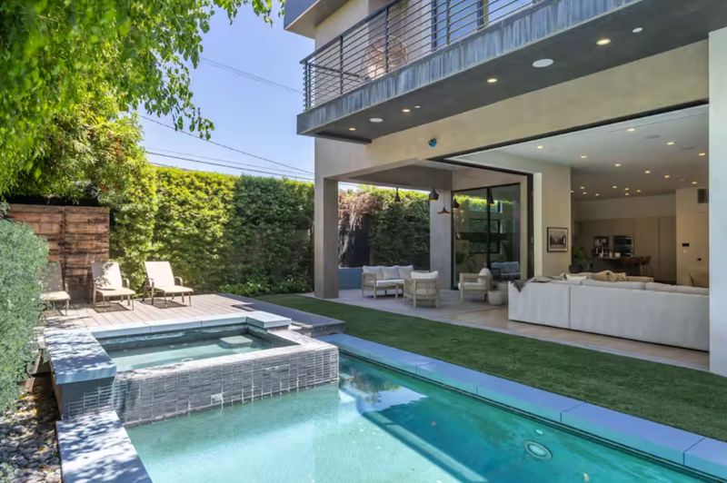 Modern La Home with Private Pool, Gated Driveway, and Balcony Views