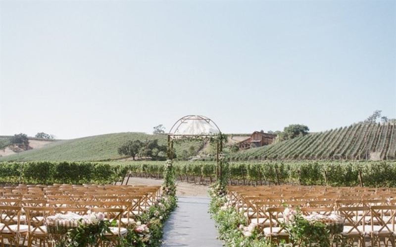 Vineyard Event Setting with Oak Groves, Lake Views, and Tasting Room