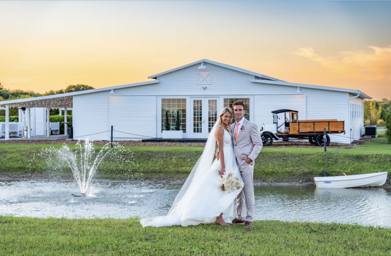 An Intimate White Wedding Barn Set Amidst a Breathtaking Peach Orchard